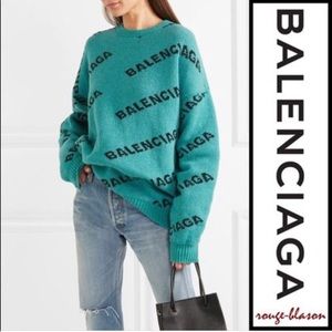 Balrnciaga allover logo crewneck sweater -oversize